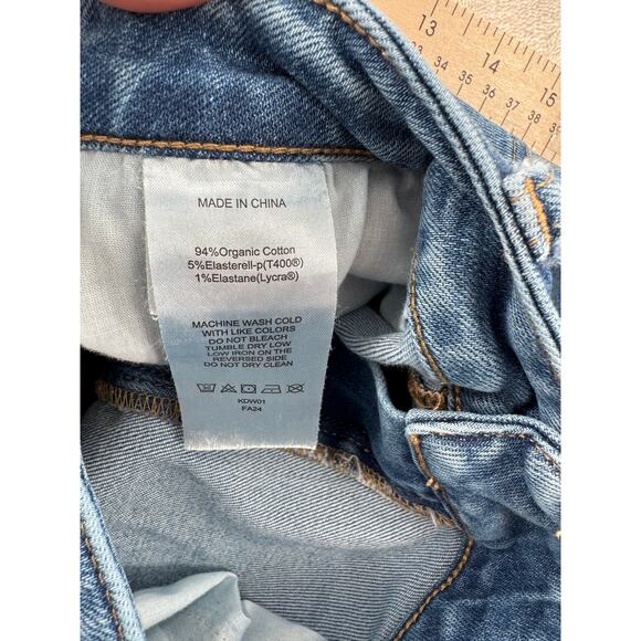 Quince Bella High Rise Denim 31 Kick Flare Ankle Jeans Medium Wash Stretch - Picture 10 of 10